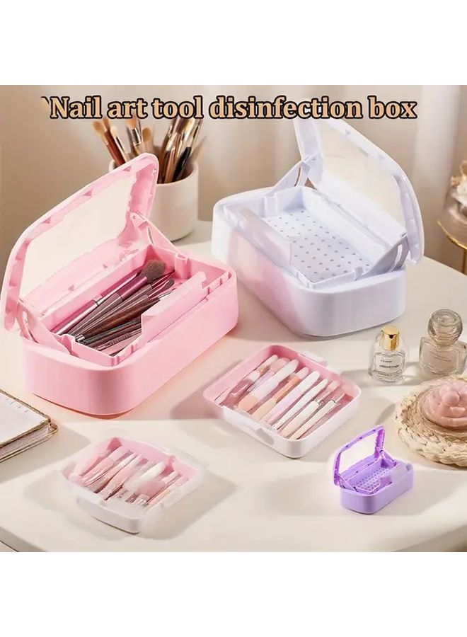Purple Nail Storage Box Organizer Tray with Compartments for Salon Cleaning and Decoration - Image 1